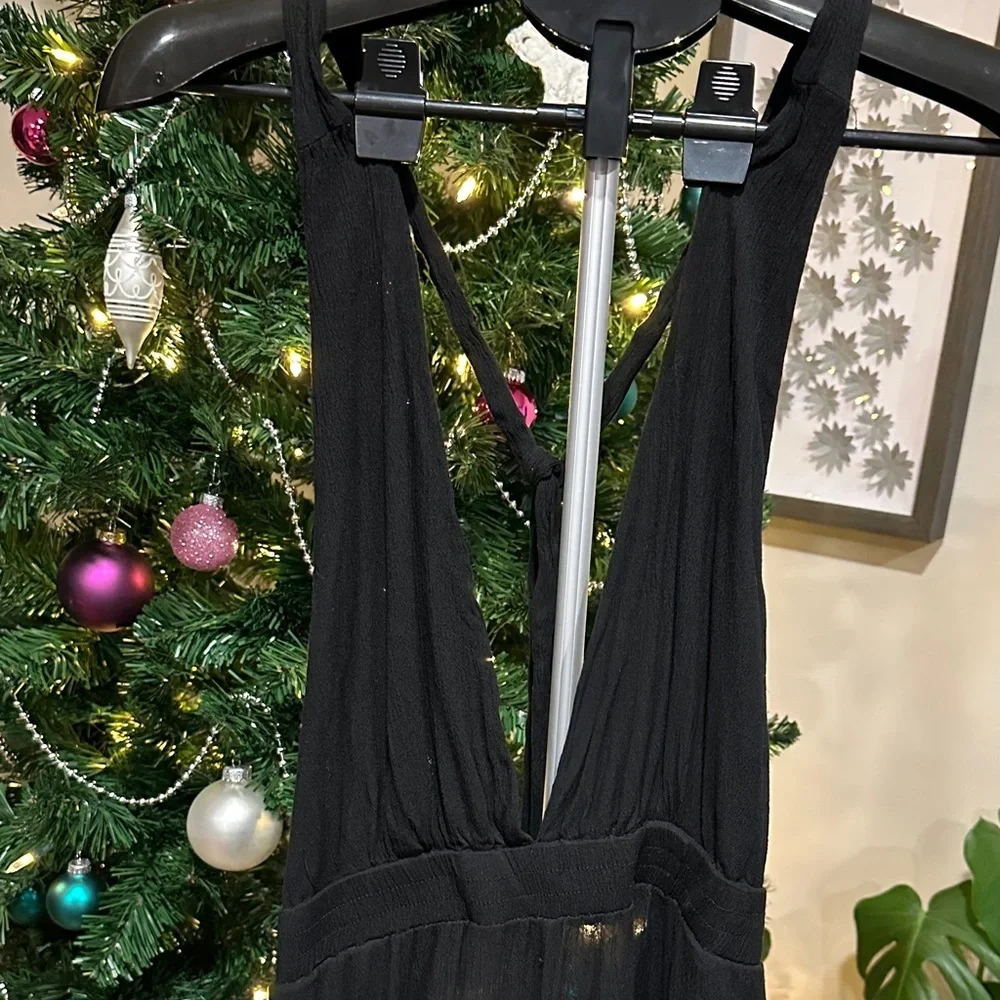 *LULUS* Black Convertible Halter Tie Ankle Cuff Jumpsuit Size Large - Picture 5 of 9